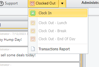 Screenshot showing how easy it is to clock in with Inline CRM